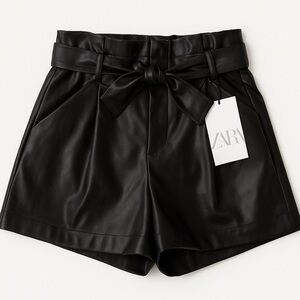 Zara Black High Waist Tailored Shorts